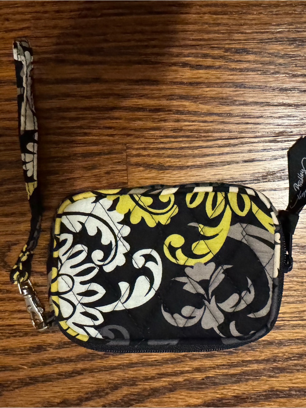 Vera Bradley Wristlet Wallet in Black, Yellow & Gray